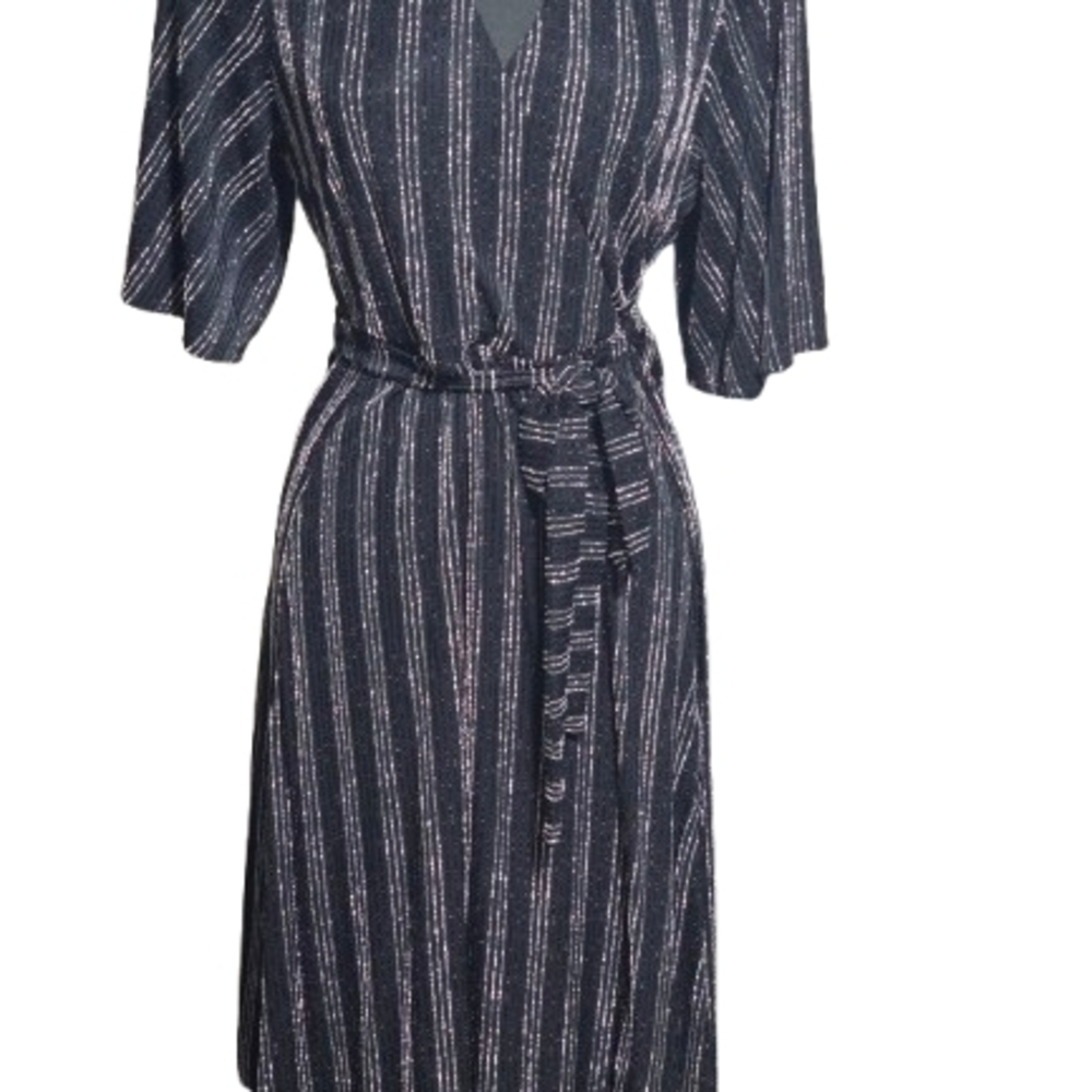 Torrid Black Glitter Stripe Wrap Dress Size 2 (18/20) NWOT - Picture 4 of 6